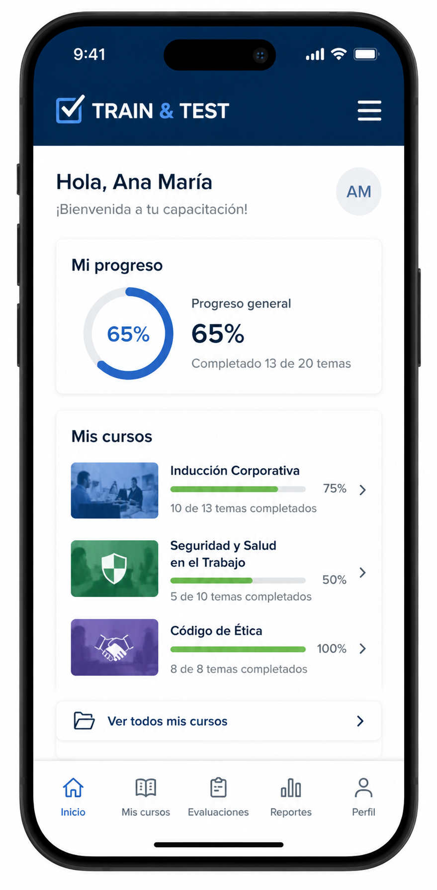 Train & Test en dispositivo móvil